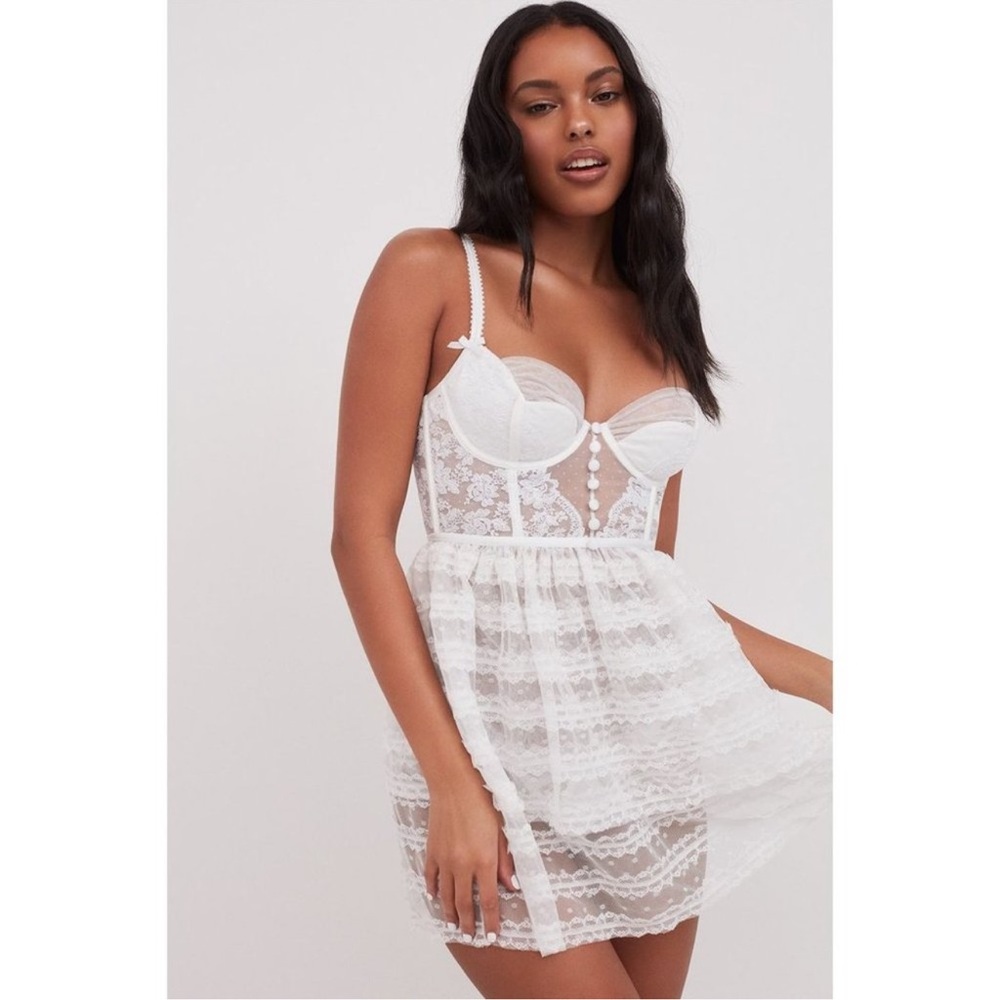 For Love and Lemons Love Story Slip Dress in White size XS NEW $159 VS Bride
